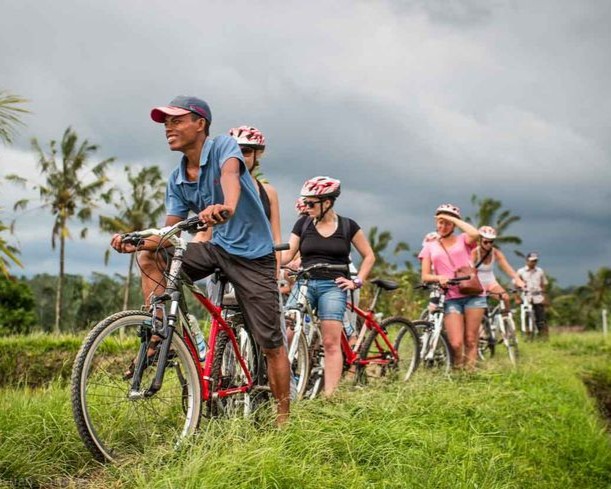 Bali Cycling Downhill Through Villages